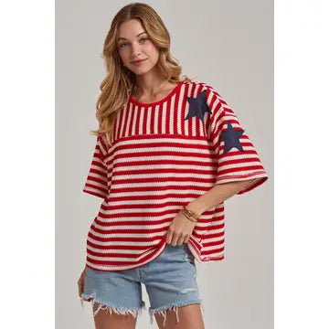 Star Patch Striped Top