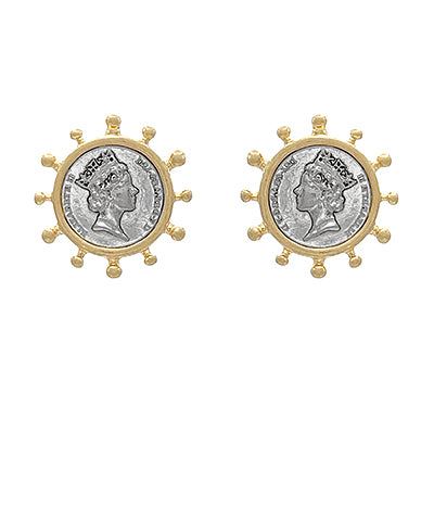Vintage Style Coin Textured Earrings