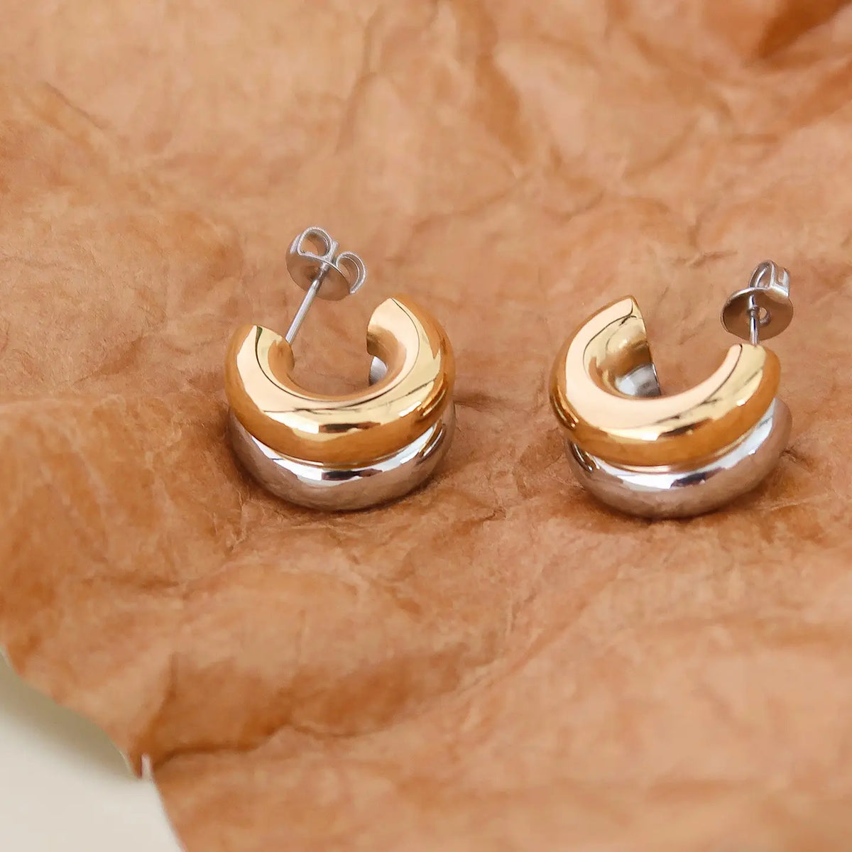 Emma Mixed Metal Non-Tarnish Double C-Hoop Earring