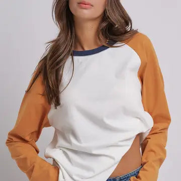 Classic Color Block Raglan Long Sleeve Tee