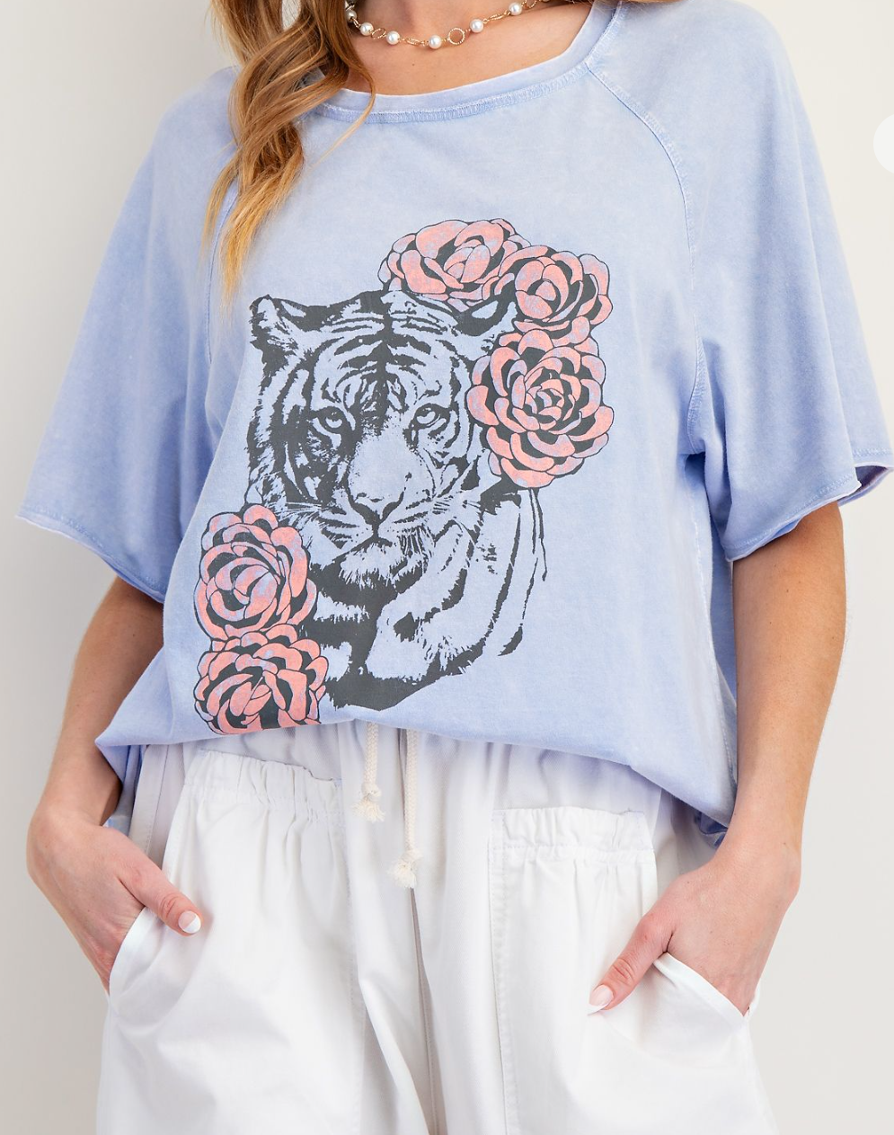 Tiger Floral Short Sleeve Top