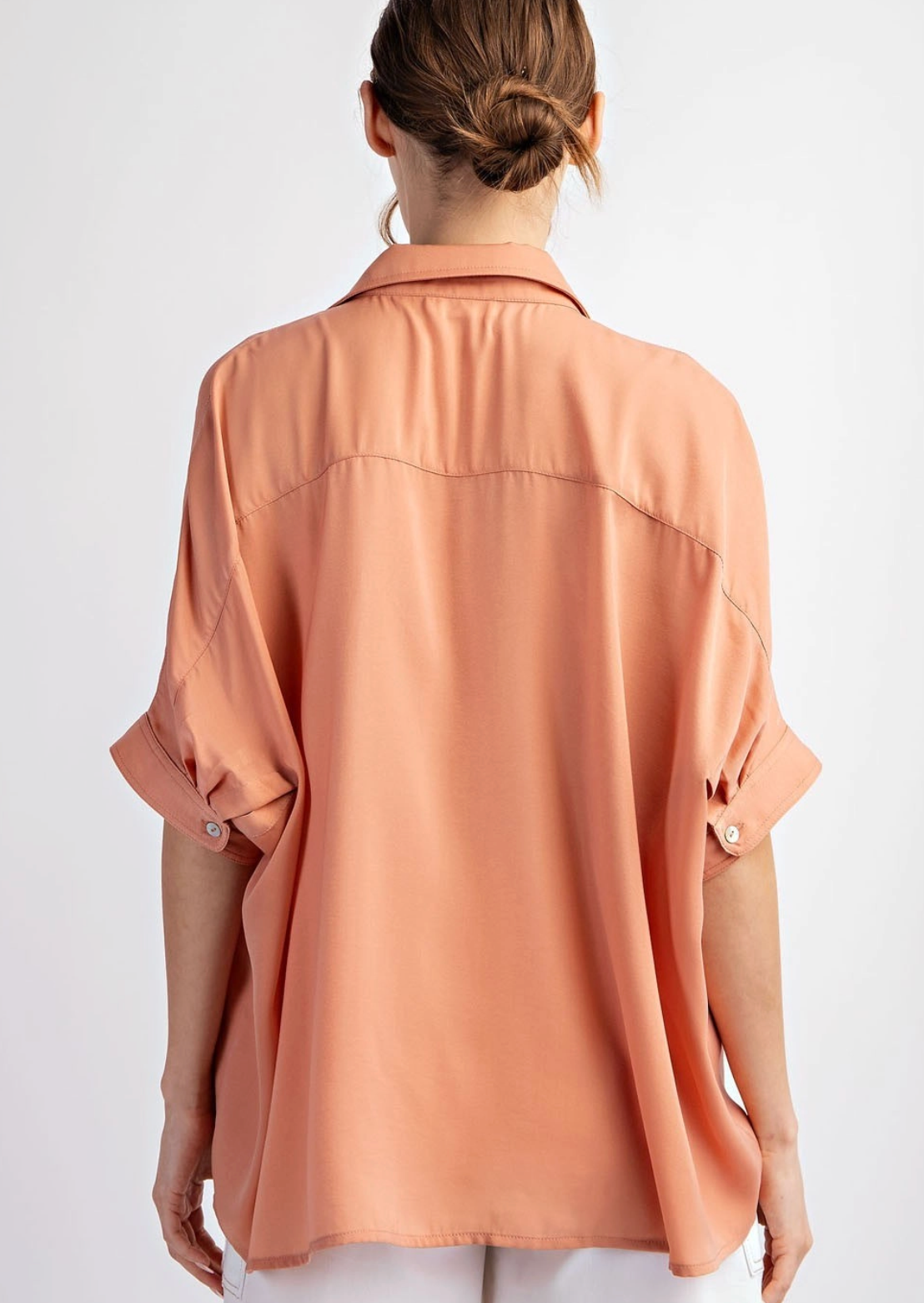 Solid Button Down Top Apricot