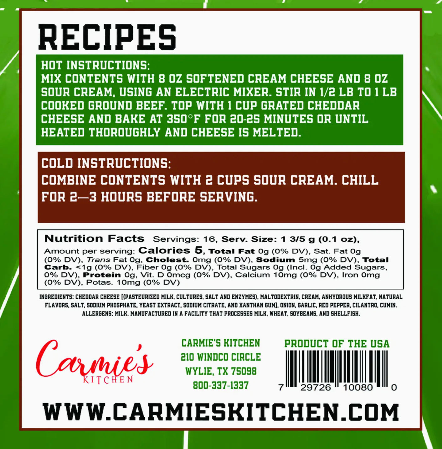 Red Zone Taco Dip Mix - Game Day Collection