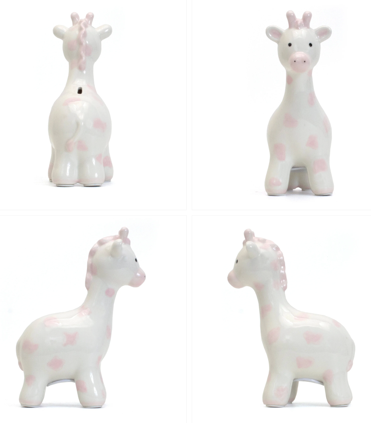 White Polka Dot Giraffe Ceramic Bank Pink or Gray
