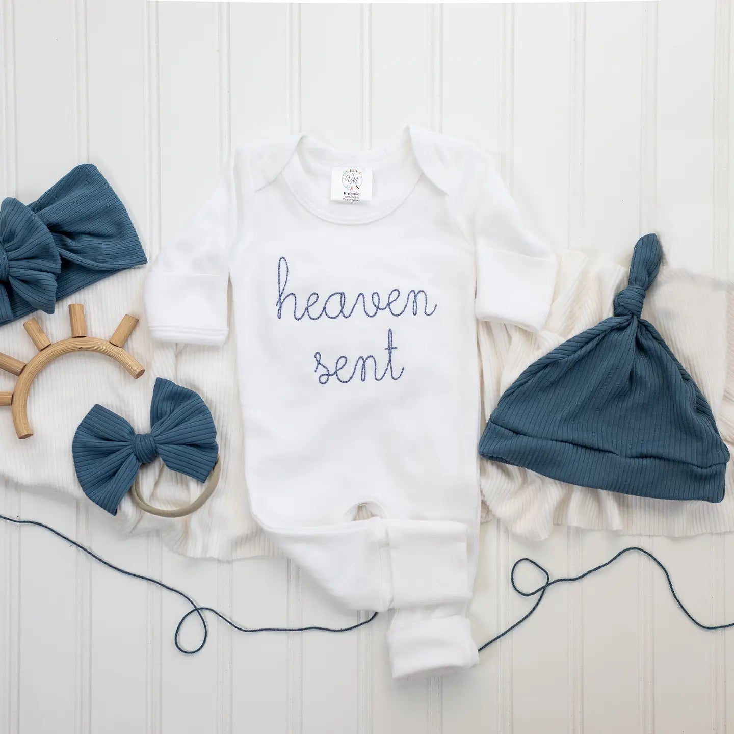Heaven Sent Baby Boy Sleeper Onesie