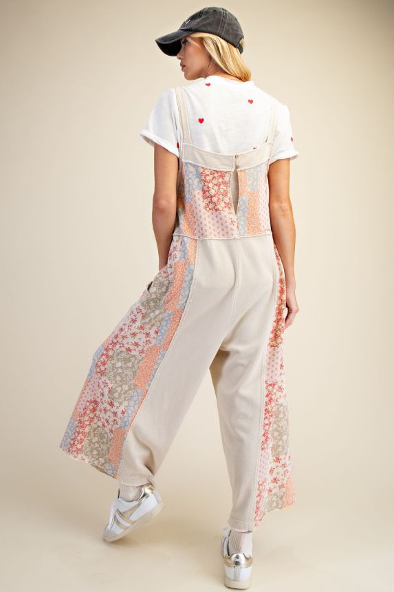 Patchwork Washed Terry Knit Overall (ecru)