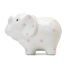 White Polka Dot Ceramic Bank Gray or Pink