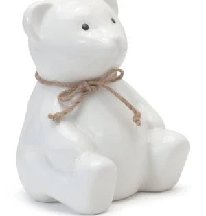 White Teddy Bear Baby Bank