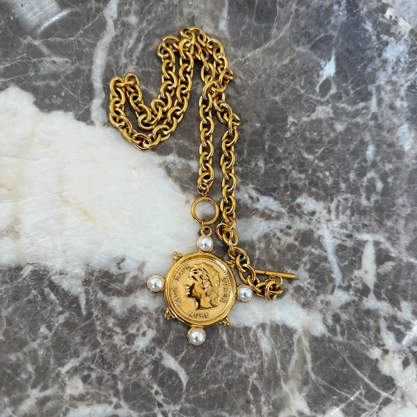 Chunky Pearl Coin Necklace