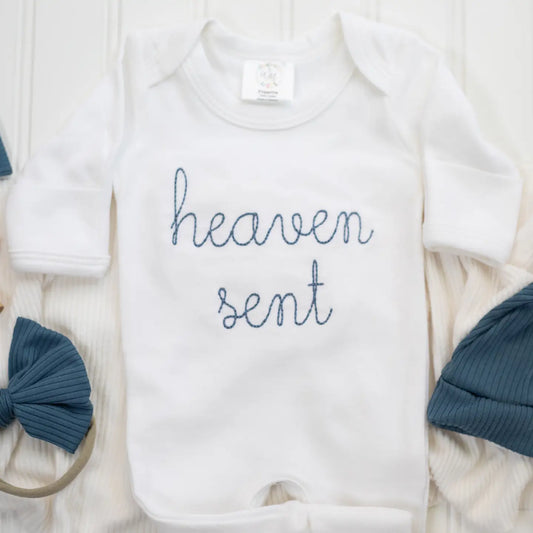 Heaven Sent Baby Boy Sleeper Onesie