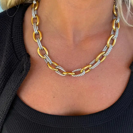 Margo (Two Tone Mixed Metal Chain Necklace)