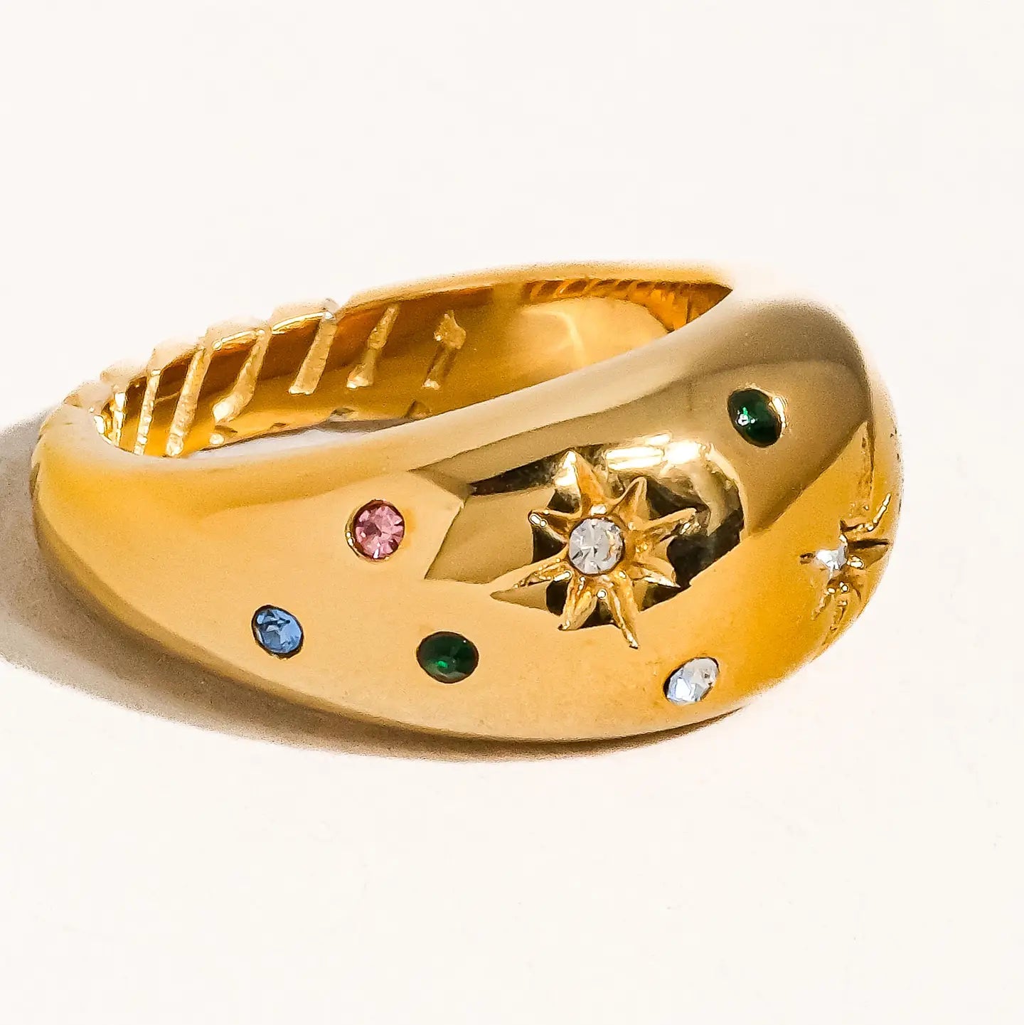 Angela 18K Gold Non-Tarnish Star Dome Ring