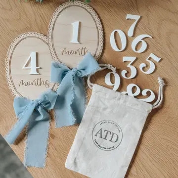 Milestone Markers with White Ribbon