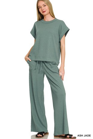 Ribbed Short Sleeve Tee Pants