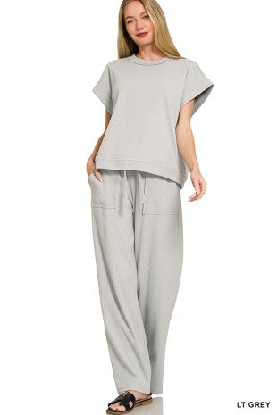Ribbed Short Sleeve Tee Pants