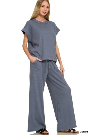 Ribbed Short Sleeve Tee Pants