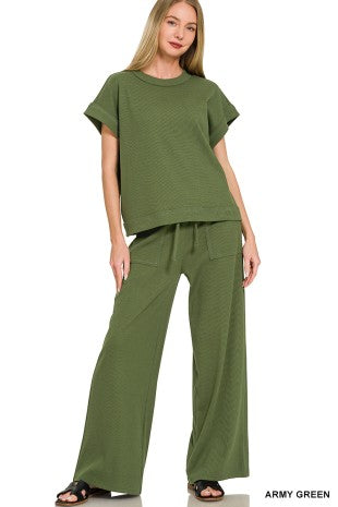 Ribbed Short Sleeve Tee Pants