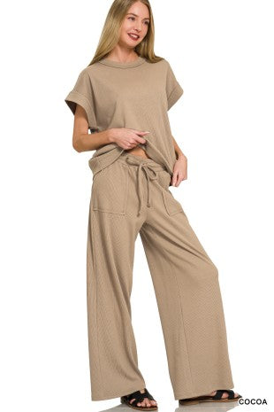 Ribbed Short Sleeve Tee Pants