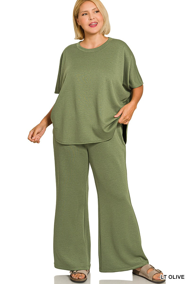Plus Size Scuba Curved Hem Set