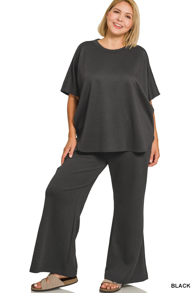 Plus Size Scuba Curved Hem Set