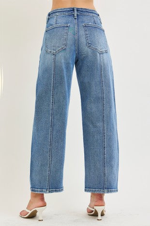 Cropped Baby Barrel Jean/ Seam Detail
