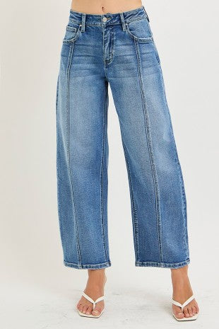 Cropped Baby Barrel Jean/ Seam Detail