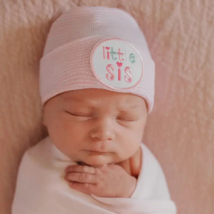 Pink Striped Lil Sis Nursery Hat