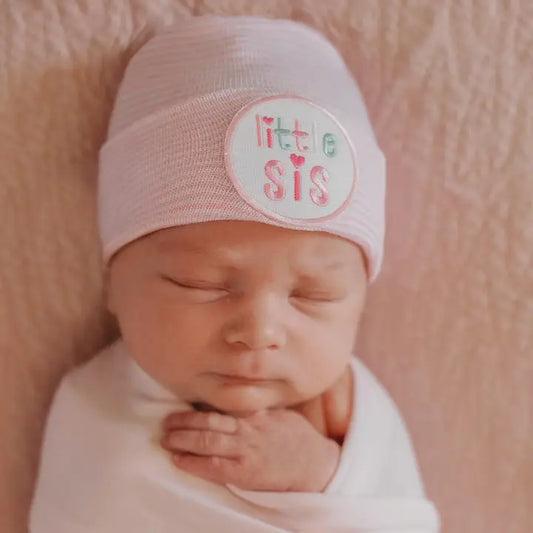 Pink Striped Lil Sis Nursery Hat