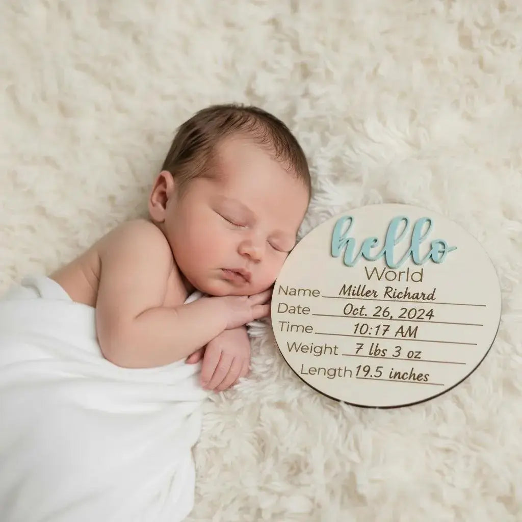 Personalized Baby Birth Announcement Sign | Hello World