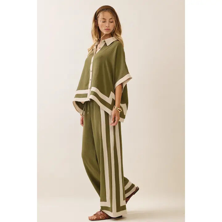 Celia Plus Contrast Trim Two Piec Set