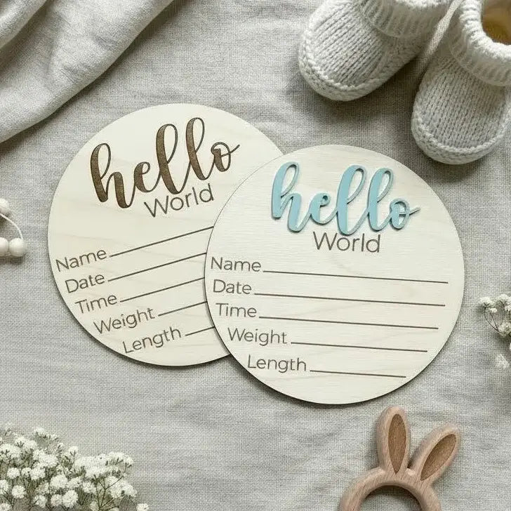 Personalized Baby Birth Announcement Sign | Hello World