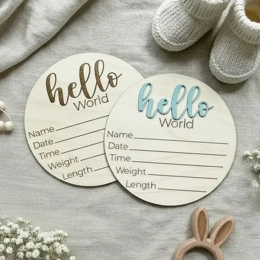 Personalized Baby Birth Announcement Sign | Hello World