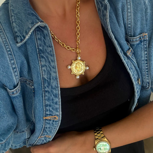 Chunky Pearl Coin Necklace