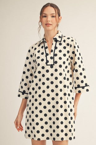Polka Dot Woven Shift Dress