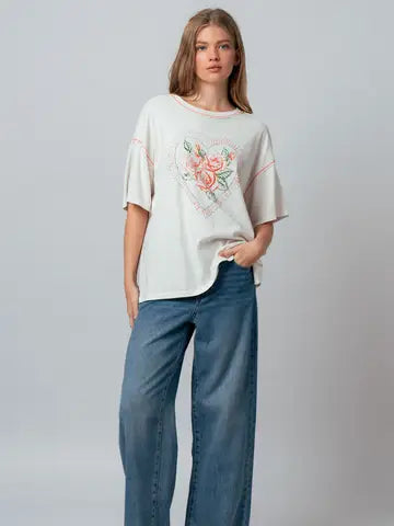 Vintage Floral Heart Top