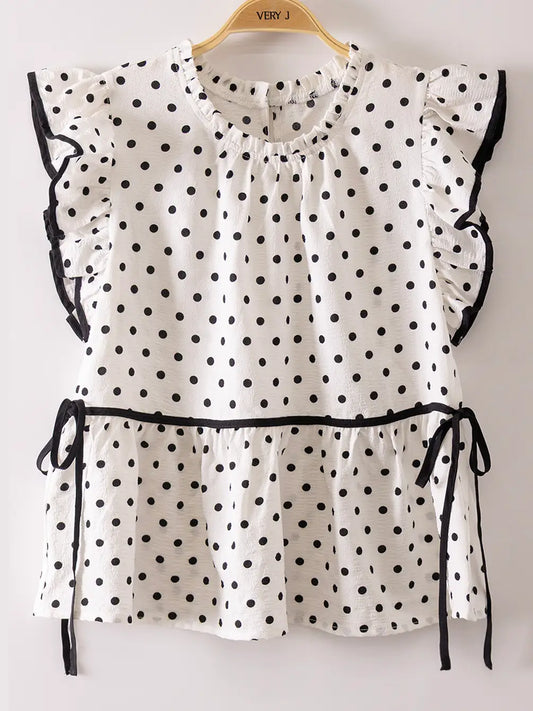 Reagan Ruffle Polka Dot Top