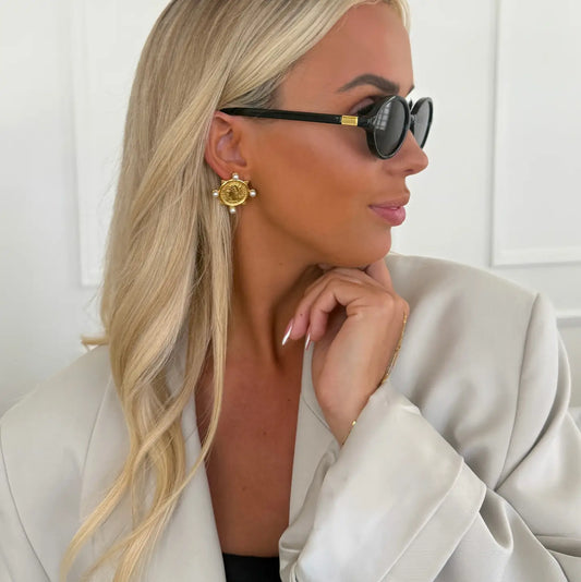 Catherine Coin Earring with Pearl Detail