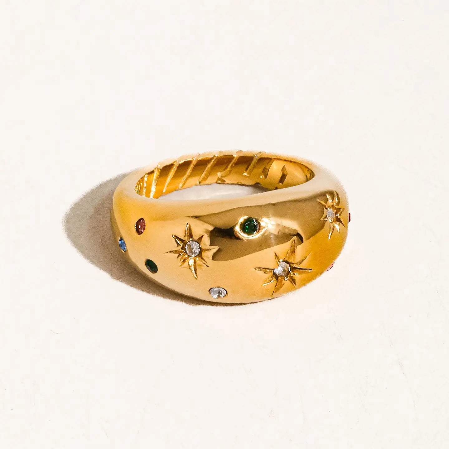Angela 18K Gold Non-Tarnish Star Dome Ring