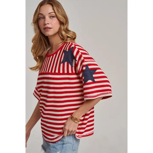 Star Patch Striped Top