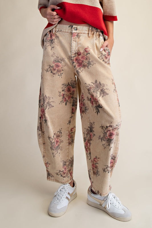 Toasted Floral Barrel Denim Pant