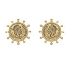 Vintage Style Coin Textured Earrings