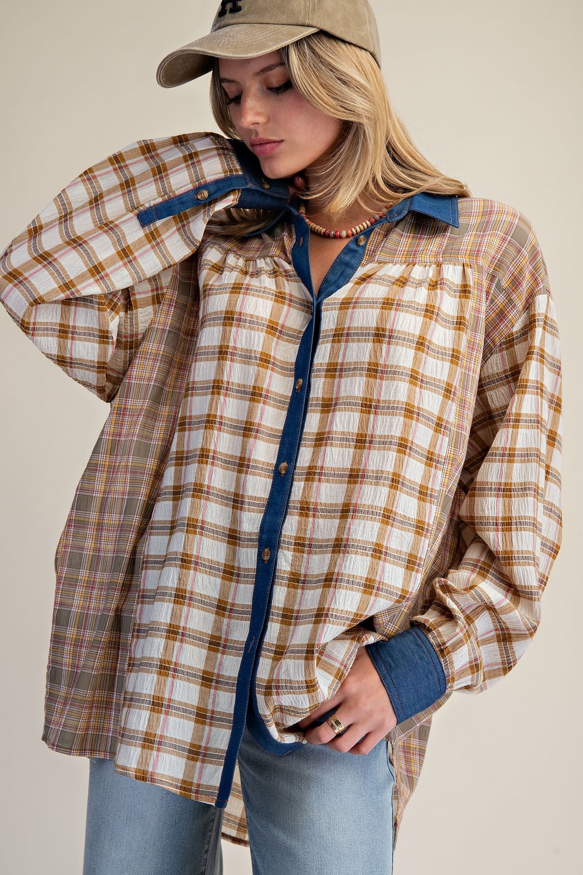 Maeve Mustard Plaid Top