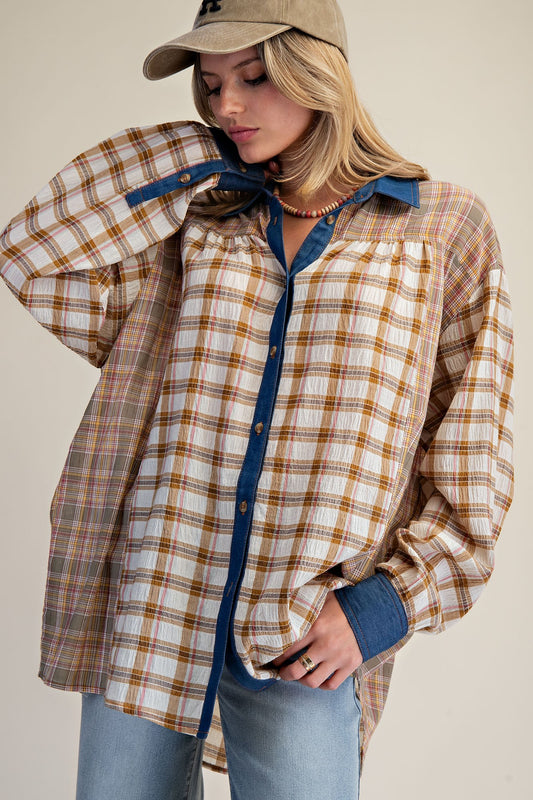Maeve Mustard Plaid Top