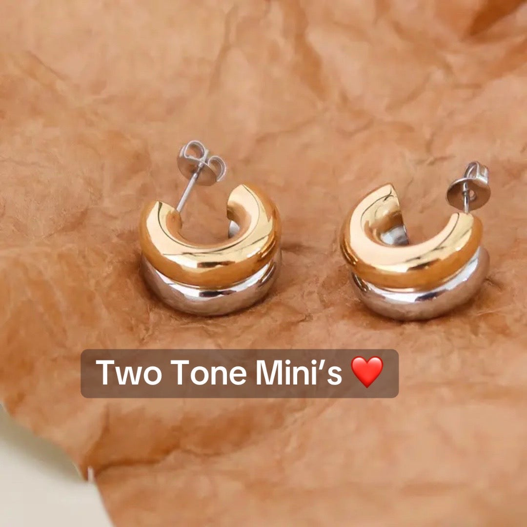 Emma Mixed Metal Non-Tarnish Double C-Hoop Earring