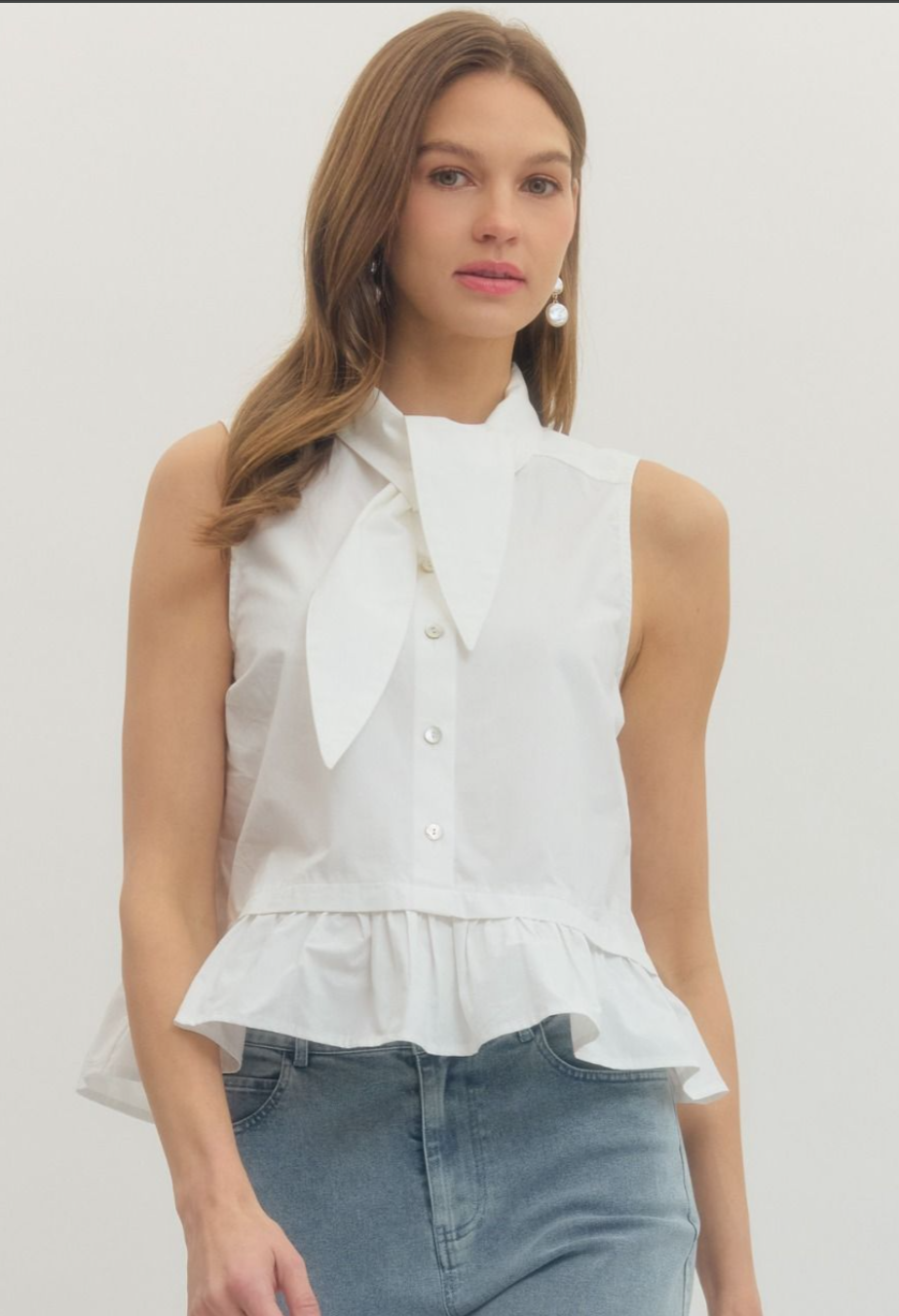 Sadie Sleevless Tie Neck Top