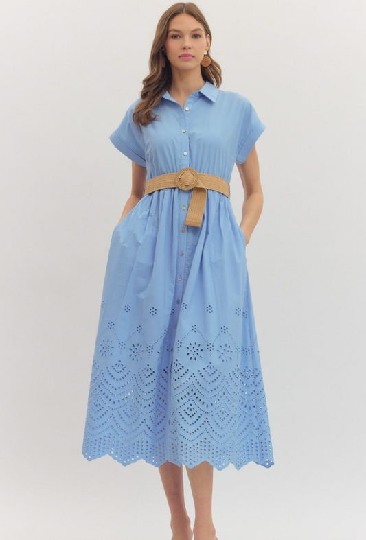 Eva Eyelet Midi Dress