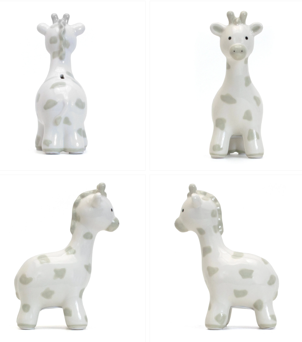 White Polka Dot Giraffe Ceramic Bank Pink or Gray