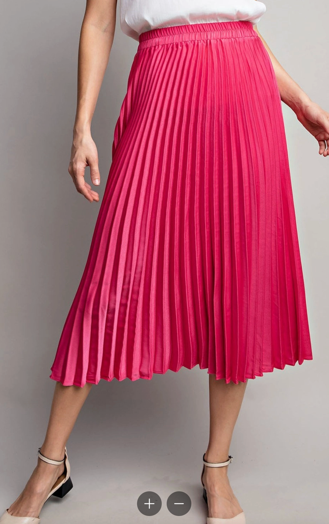 Hot Pink Solid Midi Skirt