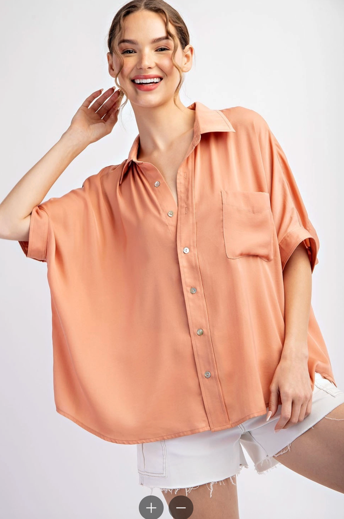 Solid Button Down Top Apricot