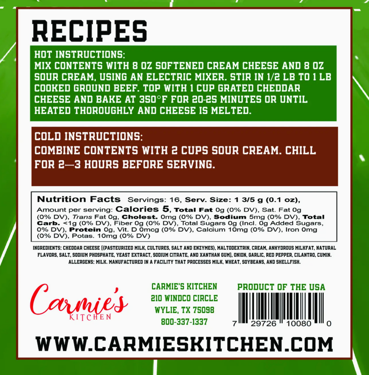 Red Zone Taco Dip Mix - Game Day Collection